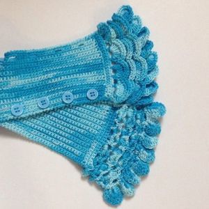 Blue Crochet Handbag Handles Cover